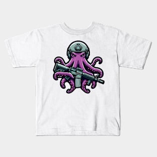 Tactical Octopus Adventure Tee: Where Intelligence Meets Style Kids T-Shirt